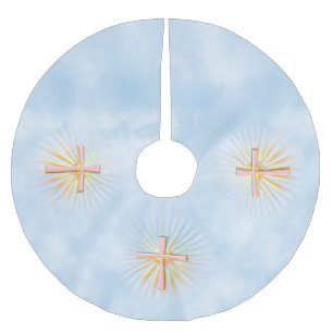 Rays of Light from the Religious Cross (W/Clouds) Brushed Polyester Tree Skirt
