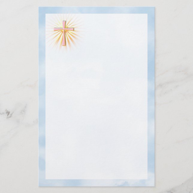 Rays of Light from the Religious Cross (W/Clouds) Stationery (Front)