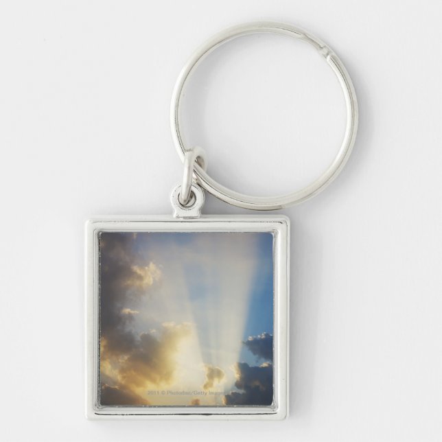 Rays Of Light Shining Through The Clouds Key Ring (Front)