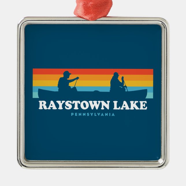Raystown Lake Pennsylvania Canoe Metal Tree Decoration (Front)