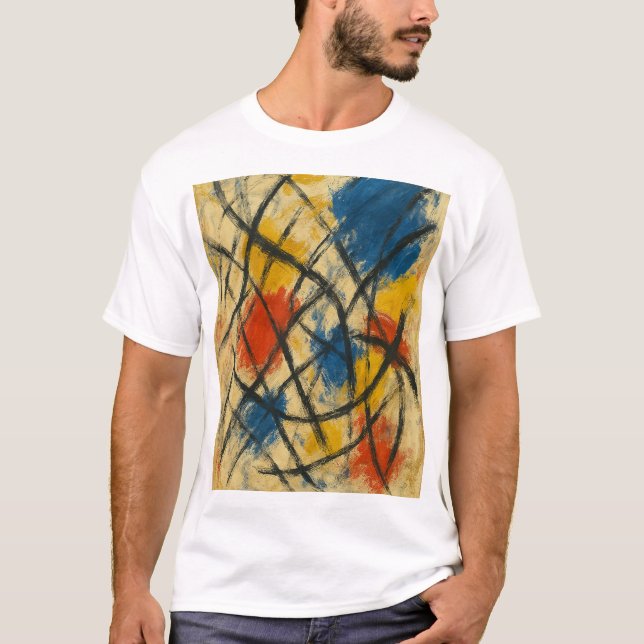 RAZID Abstract Expressionist Art – Bold Color Moti T-Shirt (Front)
