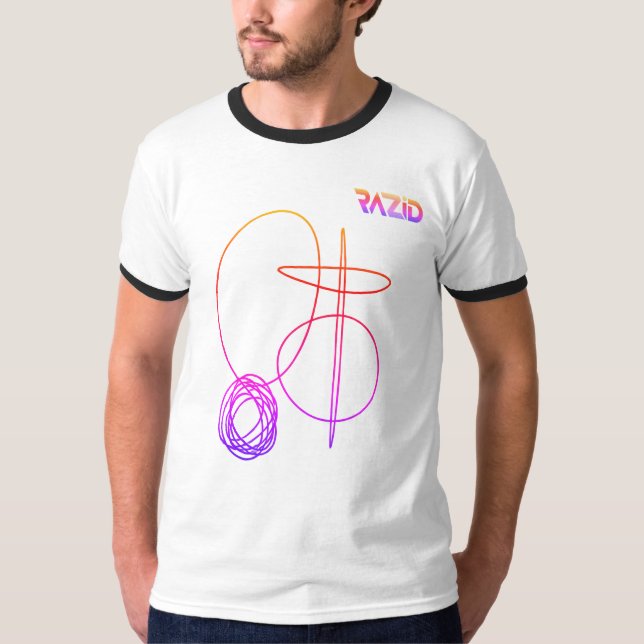 RAZID Abstract Line Art Colorful Graphic T-Shirt (Front)