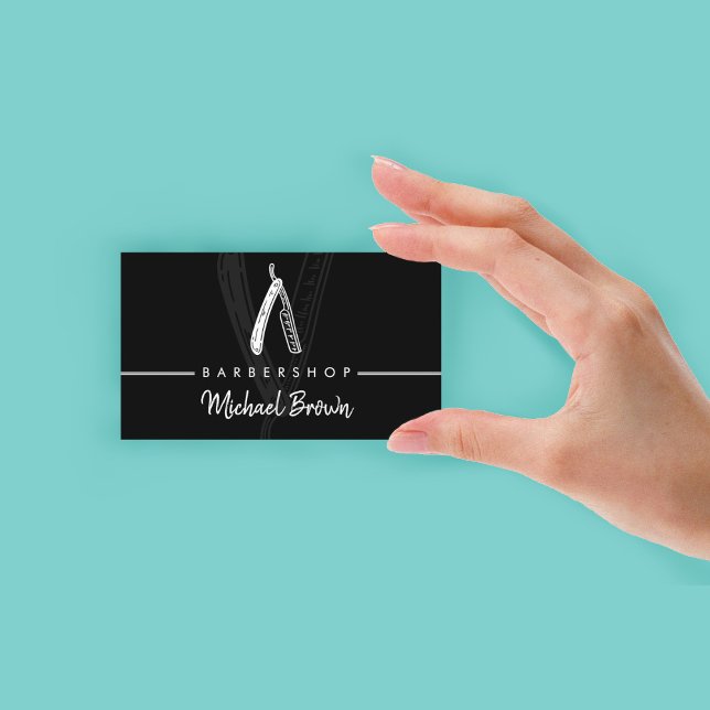 Razor Barber shop black Business Card (Razor Barber shop black Business Card)