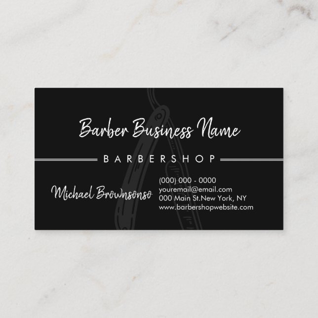 Razor Barber shop for Men Coiffure Hairdresser Business Card (Back)