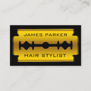 Razor Blade Gold Faux Barber Hair Stylist Business Card
