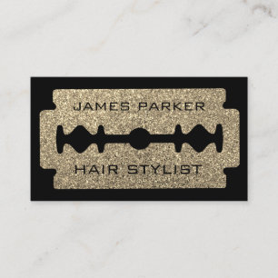 Razor Blade Gold Faux Barber Hair Stylist Business Card