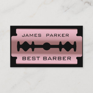 Razor Blade Rose Gold Barber Modern Hair Stylist Business Card
