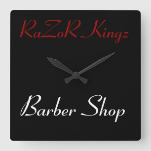 RaZoR Kingz Barber Shop Promotional Square Wall Clock