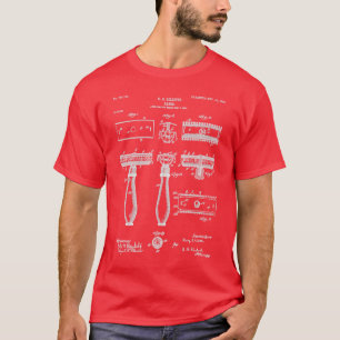Razor Patent Barber Art Blueprint T-Shirt