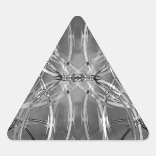 Razor wire against dark clouds triangle sticker