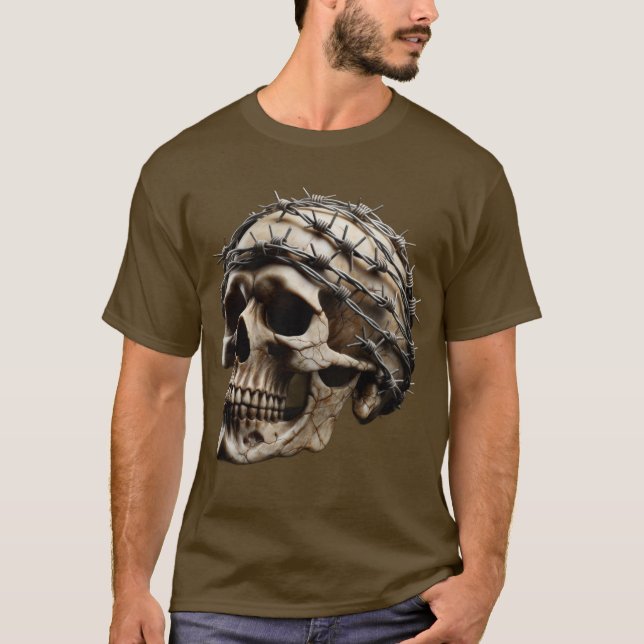 Razor Wire Wrapped Skull T-Shirt (Front)