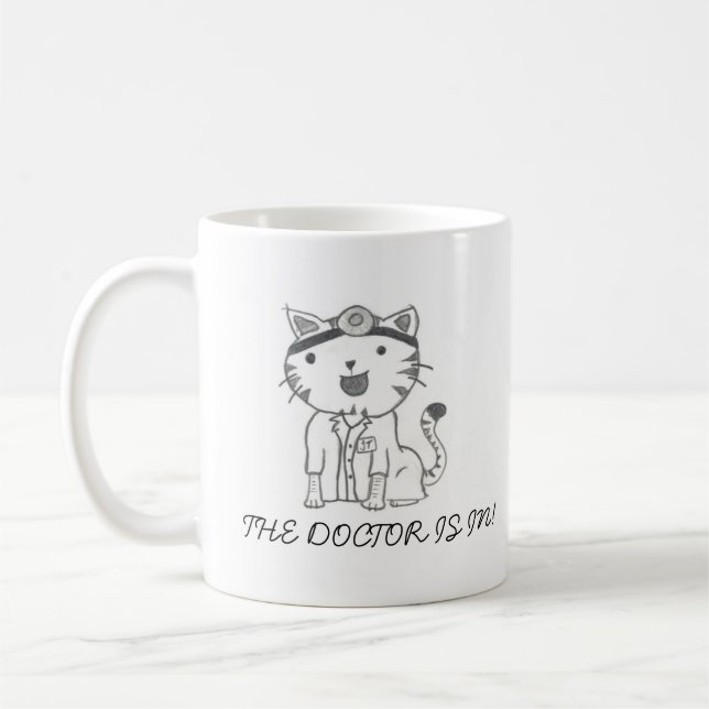 Razzle Dazzle Cat Doctor Coffee Mug (Left)