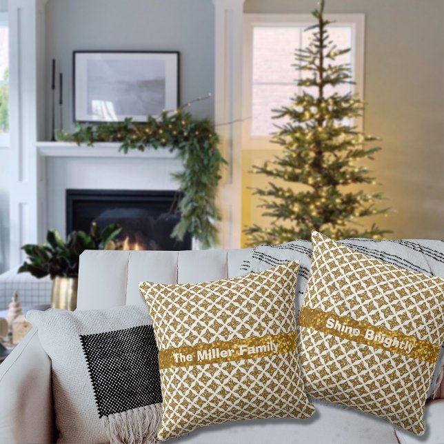 Razzle Dazzle Christmas Glittery Gold Stars Custom Cushion (Creator Uploaded)