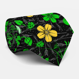 RB02.Reborn Flowers Pattern Layered.Black BG Tie