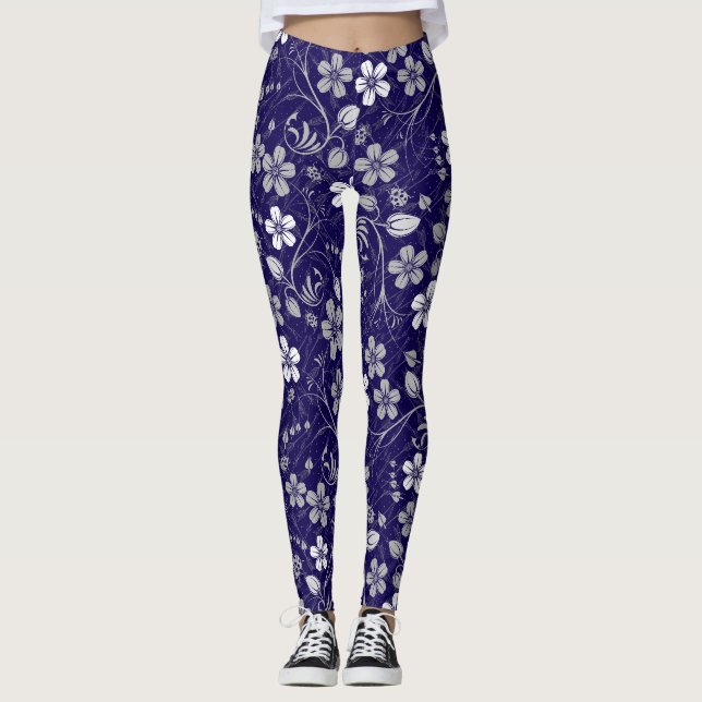 RB02.Reborn Flowers Pattern Layered - RB02BW01.DBB Leggings (Front)