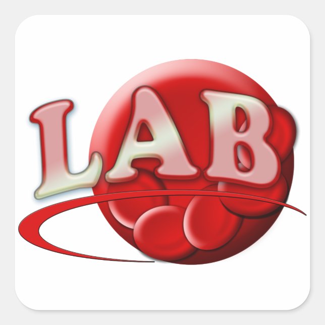 RBC LABORATORY LOGO RED BLOOD CELLS SQUARE STICKER (Front)