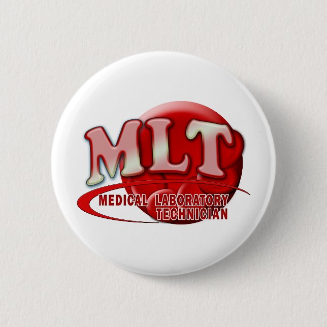 RBC MLT LABORATORY SWOOSH LOGO - MED LAB TECH 6 CM ROUND BADGE (Front)