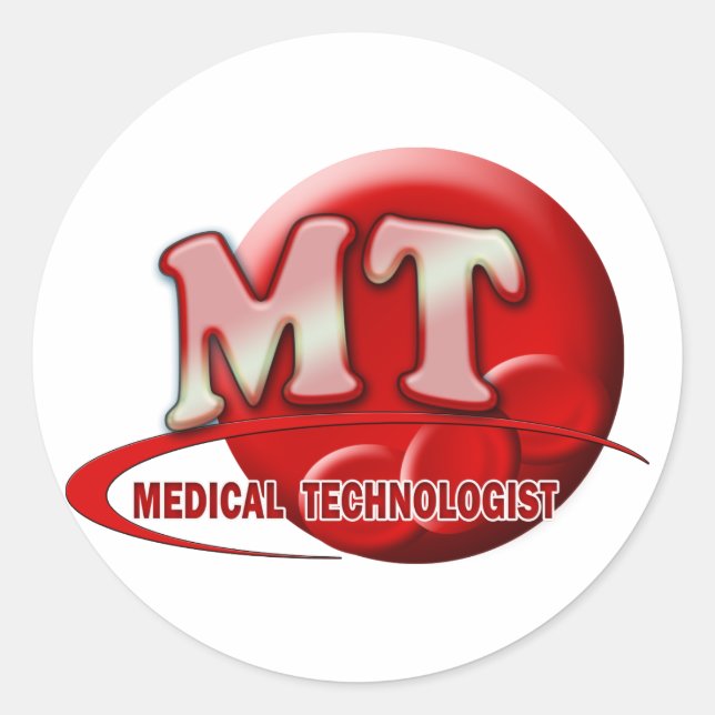 RBC MT LABORATORY SWOOSH LOGO - MEDICAL TECH CLASSIC ROUND STICKER (Front)