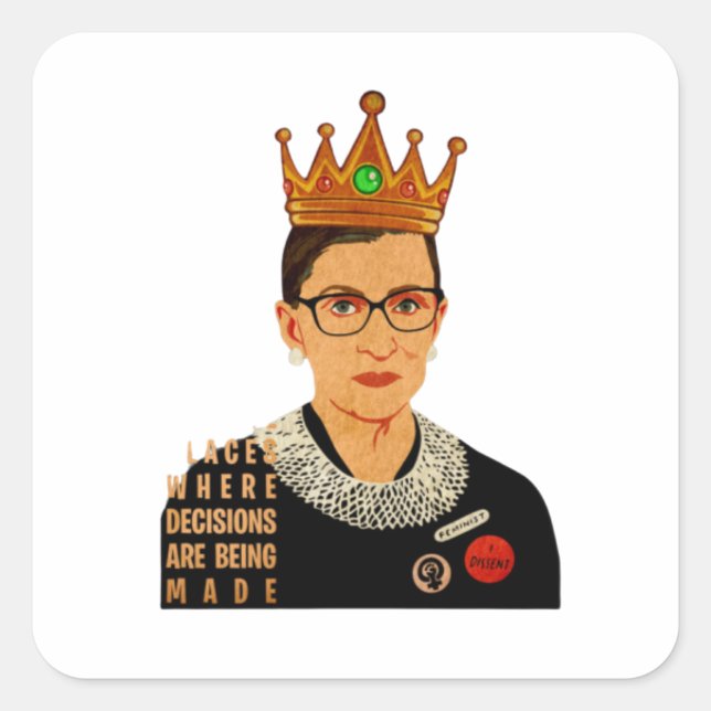 RBG I Dissent Ruth Bader Ginsburg Square Sticker (Front)
