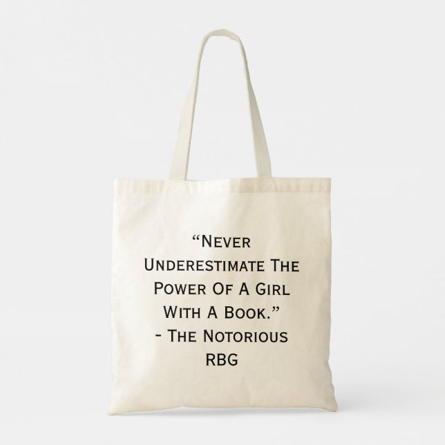 RBG Never Underestimate Quote Tote Bag (Back)