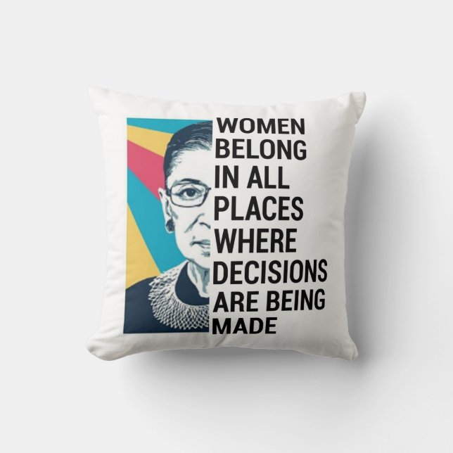 Rbg Quotes, Ruth Bader Ginsburg Quote Cushion (Front)