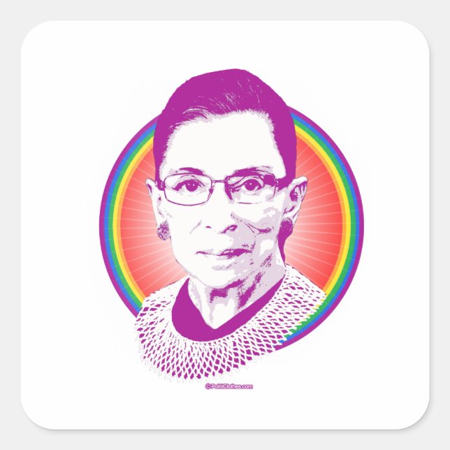 RBG Rainbow Justice Purple Square Sticker (Front)