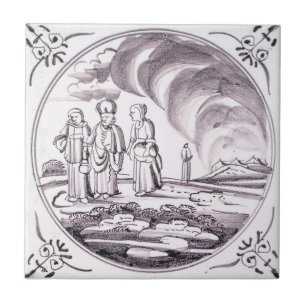 RBT17 Delft Biblical Manganese Red Ceramic Tile