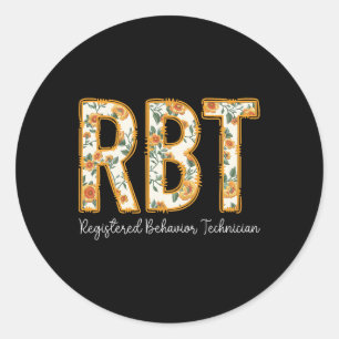 Rbt Registered Behaviour Technician Fall Floral Th Classic Round Sticker