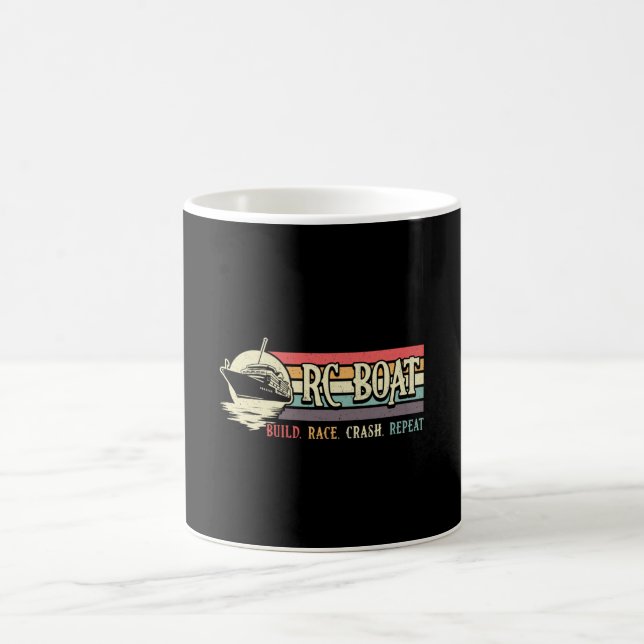 RC Boat Build Race Crash Repeat Model RC Boats Coffee Mug (Center)