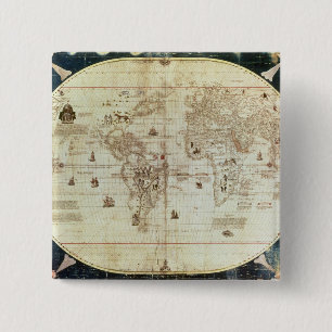 Rc C 2487 Map of the World, designed by Sebastien 15 Cm Square Badge
