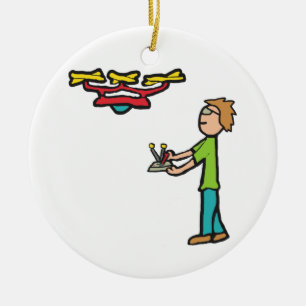 RC Drone Flying Ceramic Tree Decoration