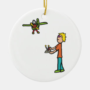 RC Model Airplane Flying Ceramic Tree Decoration