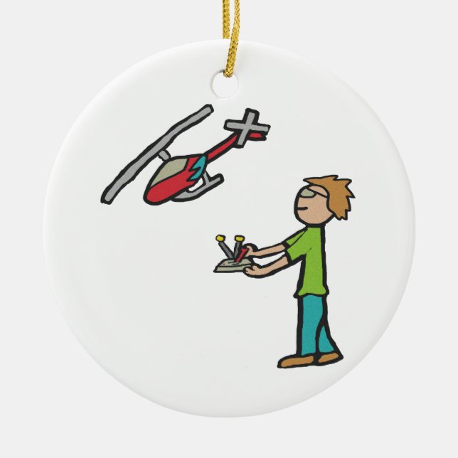 RC Model Helicopter Flying Ceramic Tree Decoration (Front)