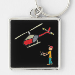 RC Model Helicopter Flying Key Ring