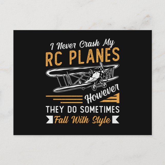 RC Plane Pilot Aeroplane I Never Crash My RC Plane Postcard (Front)