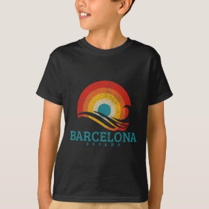 Rcelona Espana Spain Vintage Wave Surfer Surfing S T-Shirt