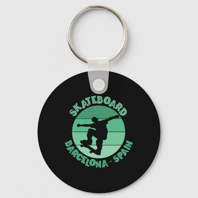 Rcelona Skateboarder Urn Skateboarding  Key Ring (Front)