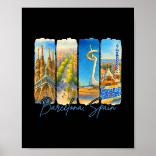 Rcelona Spain Traveling Trip Brushstroke Souvenir  Poster