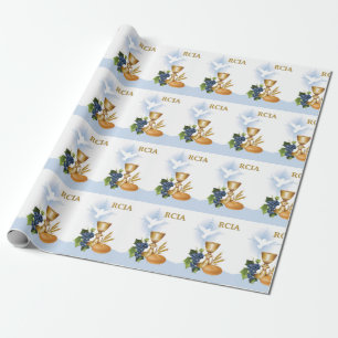 RCIA Congratulations Catholic Sacrament Symbols Wrapping Paper