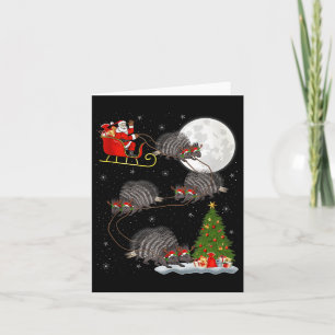 Rcune Santa Sleigh Flying Funny Magical Christmas Card