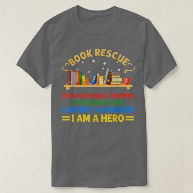 RD Book Rescue Literary Bookworm Book Lovers Men W T-Shirt (Design Front)