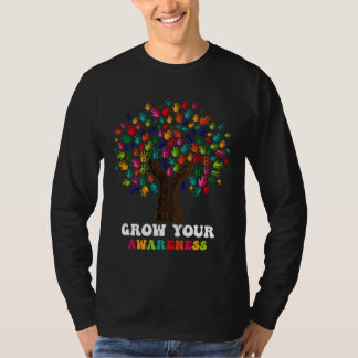 Rd Grow Your Awareness Autism Awareness Rainbow Tr T-Shirt