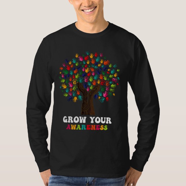 Rd Grow Your Awareness Autism Awareness Rainbow Tr T-Shirt (Front)