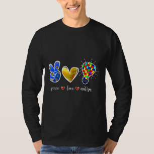 Rd Peace Love Autism Puzzle Ribbon Gift Autism Awa T-Shirt