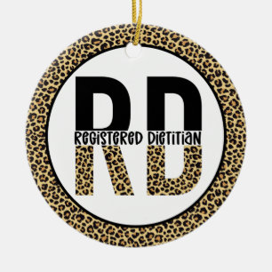 RD Registered Dietician Cheetah Print RD Gifts Ceramic Tree Decoration