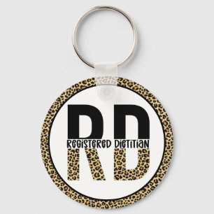 RD Registered Dietician Cheetah Print RD Gifts Key Ring