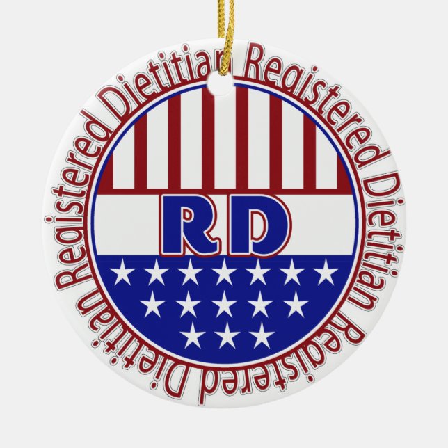 RD Registered Dietician PATRIOTIC LOGO Ceramic Tree Decoration (Front)
