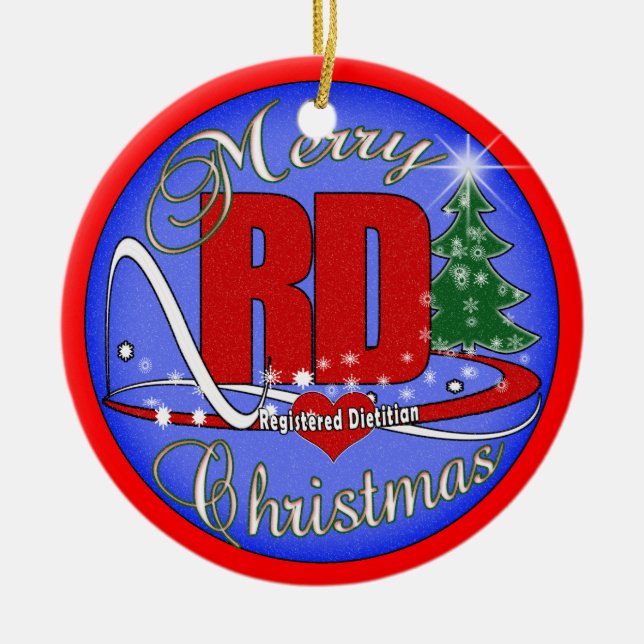 RD REGISTERED DIETITIAN MERRY CHRISTMAS ORNAMENT (Front)