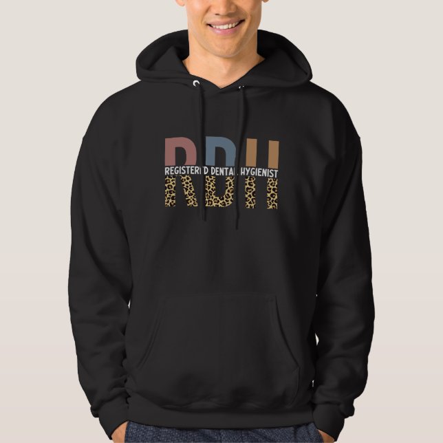 RDH Registered Dental Hygienist Leopard Print Hoodie (Front)
