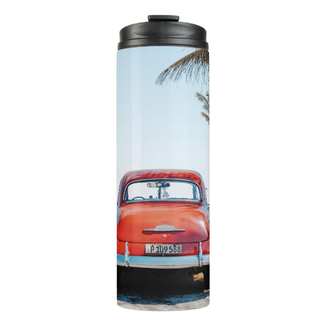 Re beetle beside coconut trees thermal tumbler (Front)